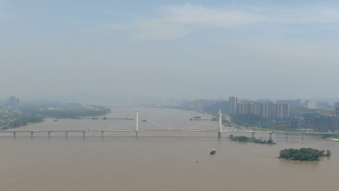 城市航拍湖南长沙三汊矶大桥地标
