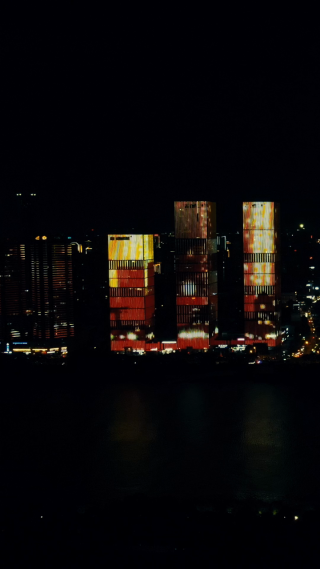 城市航拍湖南长沙城市夜景竖屏