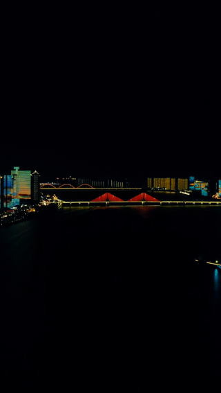 城市航拍湖南长沙城市夜景竖屏