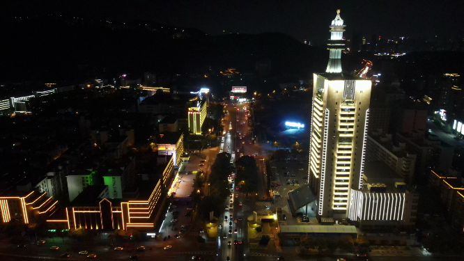 城市航拍湖南长沙河西夜景