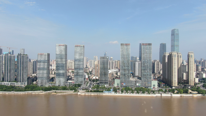 城市航拍湖南长沙湘江万达广场