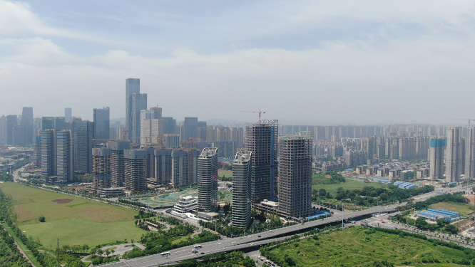 城市航拍湖南长沙金融中心