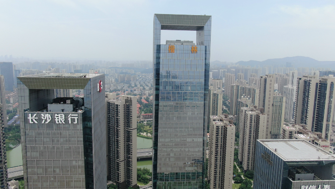 城市航拍湖南长沙金融中心