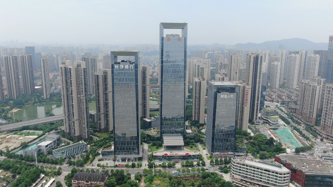 城市航拍湖南长沙金融中心