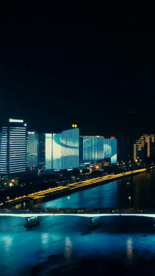 城市航拍福州万达广场夜景竖屏