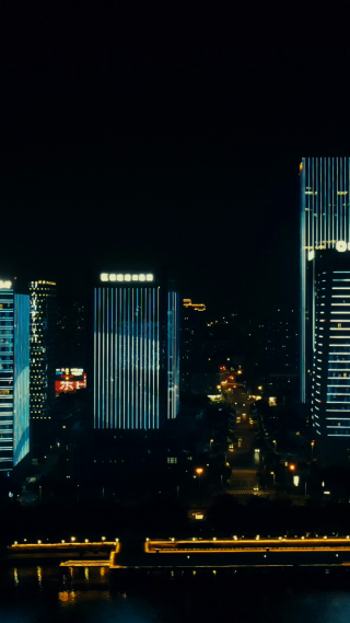 城市航拍福州万达广场夜景竖屏