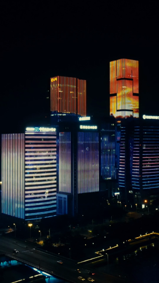城市航拍福州万达广场夜景竖屏