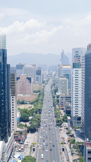 城市航拍福州五四路商业圈竖屏
