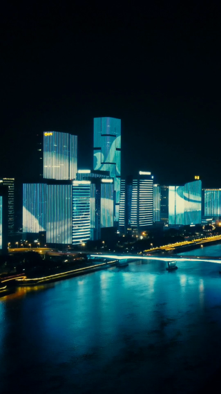 城市航拍福州金融街夜景竖屏