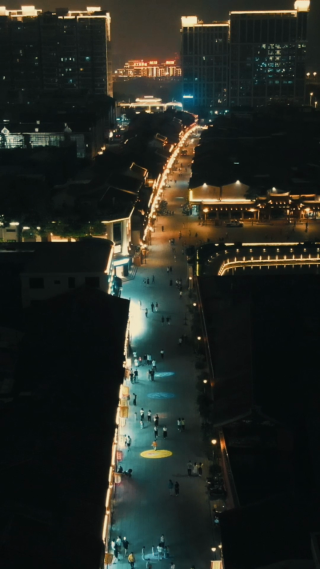 城市航拍福建漳州城市夜景交通竖屏航拍