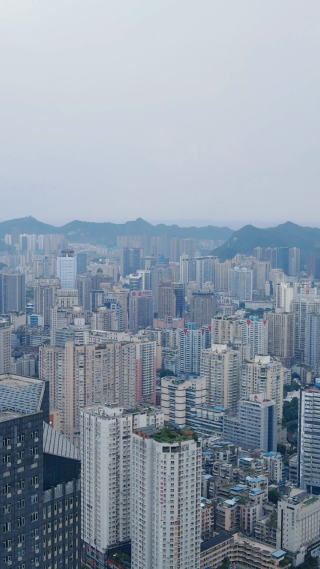 城市航拍贵阳城市密集高楼建设