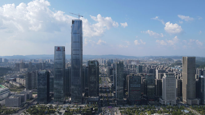 城市航拍贵阳金融中心商务建筑