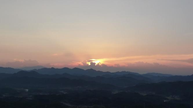 夕阳晚霞火烧云自然风景航拍