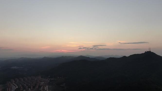 夕阳晚霞火烧云自然风景航拍