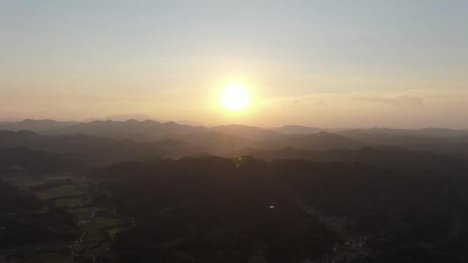 夕阳晚霞火烧云自然风景航拍