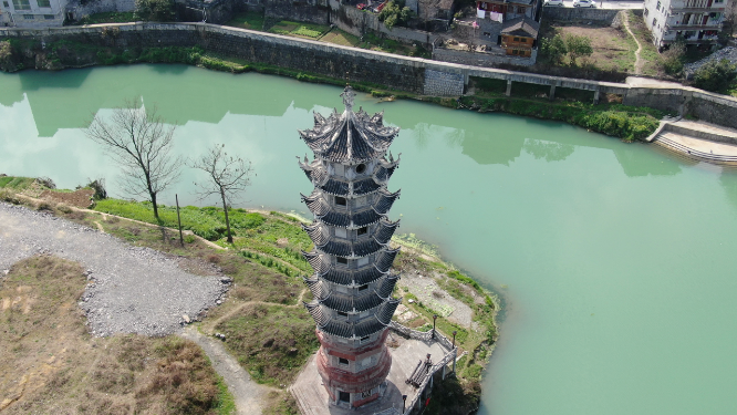 旅游景区4K航拍湖南乾州古城4A景区