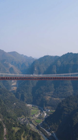 旅游景区世界第一悬索大桥矮寨大桥竖屏