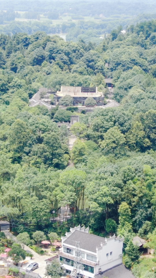 旅游景区刘少奇故居5A景区竖屏航拍