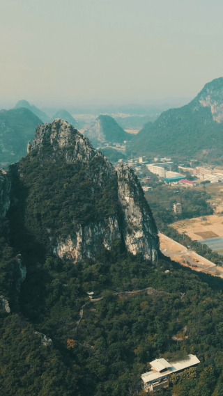 旅游景区广西桂林山水风光竖屏航拍 