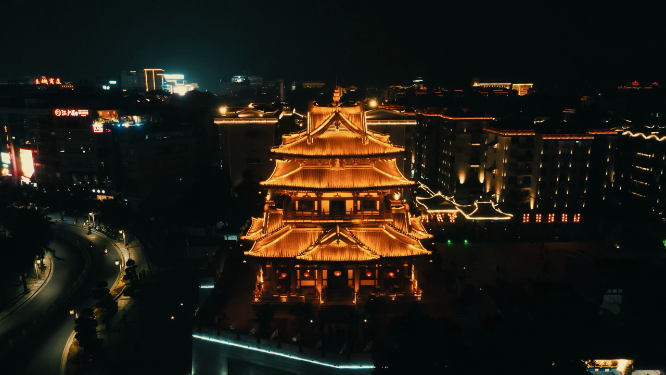 旅游景区广西桂林逍遥楼夜景延时