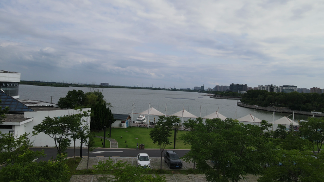 旅游景区湖南常德五柳湖航拍