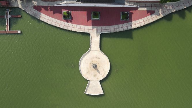 旅游景区湖南常德柳叶湖司马楼航拍