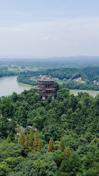 旅游景区湖南常德桃花源5A景区水府阁 