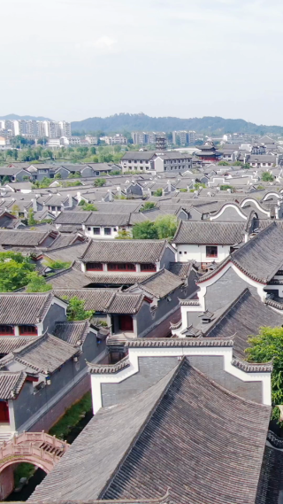 旅游景区湖南常德桃花源古镇竖屏航拍