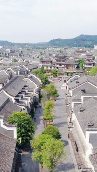 旅游景区湖南常德桃花源古镇竖屏航拍