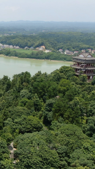 旅游景区湖南常德水府阁竖屏航拍