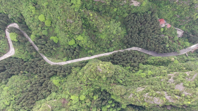 旅游景区湖南张家界蜿蜒盘山公路航拍