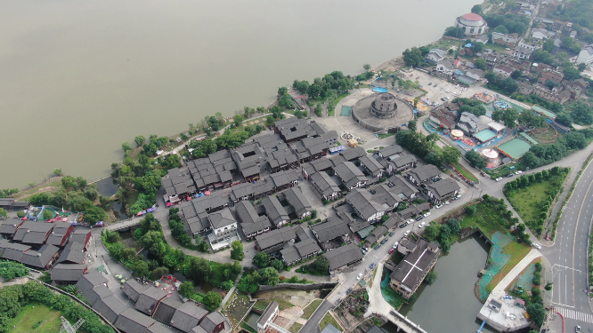旅游景区湖南湘潭窑湾历史文化古建筑航拍