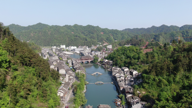 旅游景区湖南湘西凤凰古城航拍