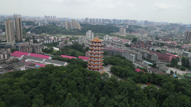 旅游景区湖南益阳古塔航拍