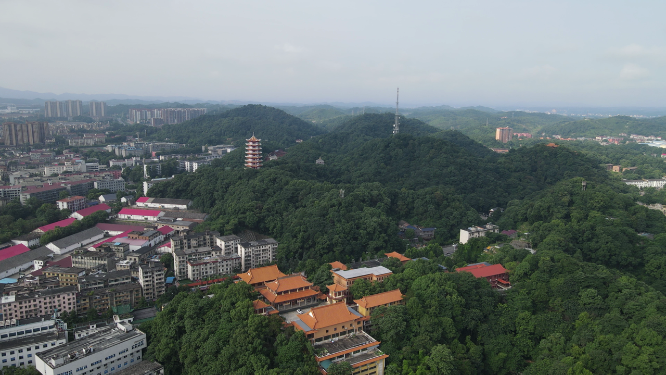 旅游景区湖南益阳白鹿寺历史文化古建筑航拍