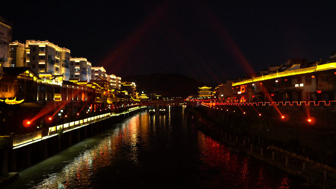 旅游景区福建汀州古城夜景4A景区