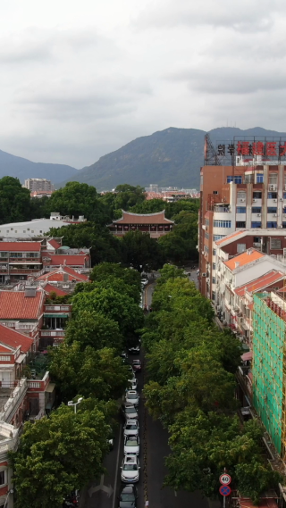 旅游景区福建泉州古城竖屏航拍