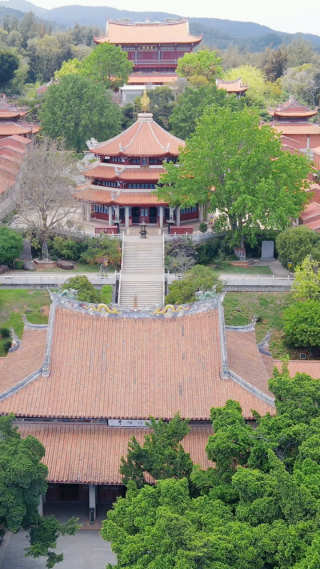 航拍福建泉州少林寺著名旅游景点