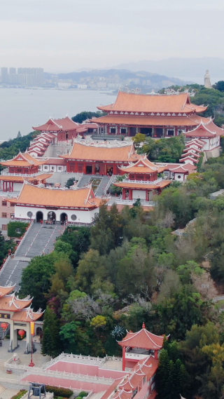 旅游景区福建莆田妈祖庙竖屏航拍