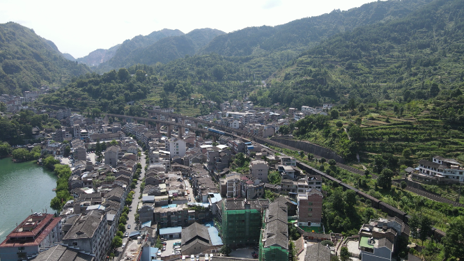 旅游景区贵州镇远古镇5A景区航拍 