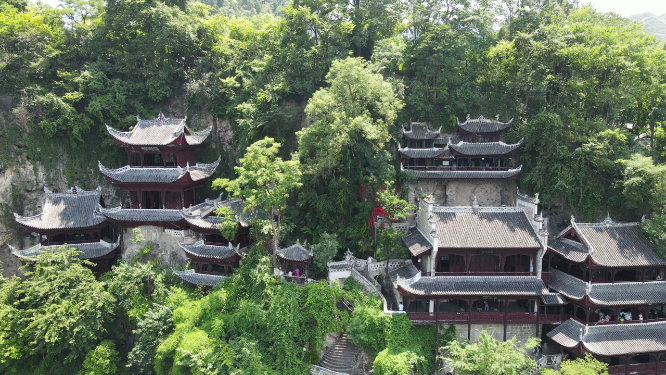 旅游景区贵州镇远古镇5A景区航拍 