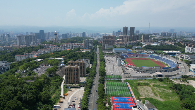 航拍城市十字交叉路口交通