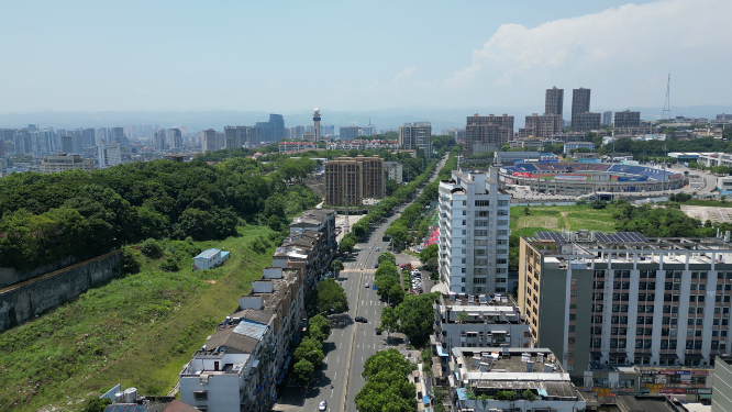 湖北宜昌城市交通航拍