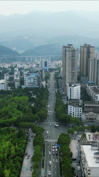 湖北宜昌秭归县城市风光航拍