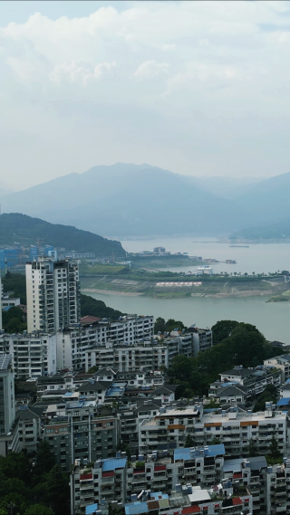 湖北宜昌秭归县城市风光航拍