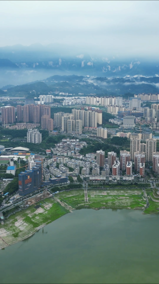湖北宜昌秭归县城市风光航拍