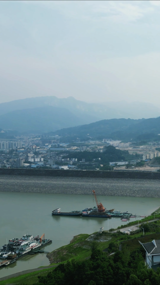 湖北宜昌秭归县城市风光航拍
