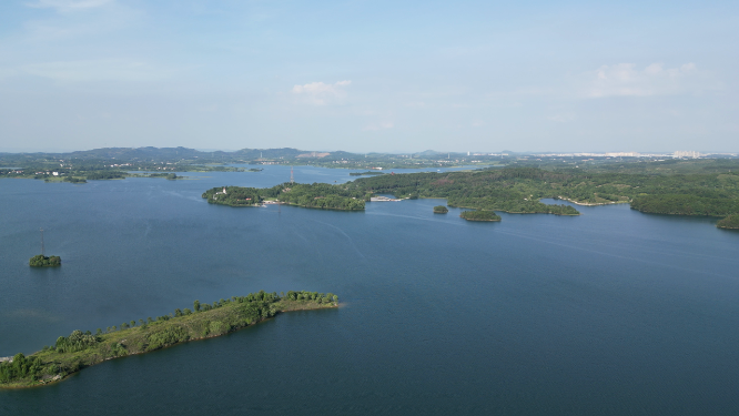 湖北木兰湖5A景区航拍 