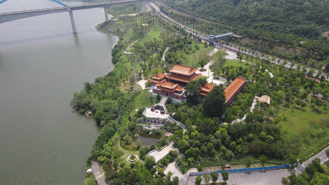 湖北襄阳凤林禅寺古建筑航拍