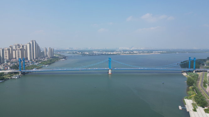 湖北襄阳凤雏大桥交通航拍 